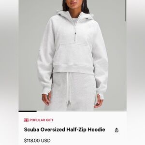 Lululemon light grey scuba hoodie size: m/l